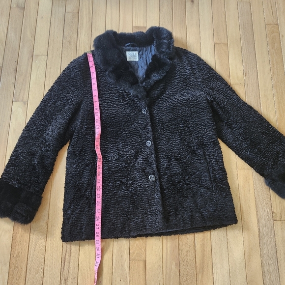 Vintage Luba Black Faux Fur Jacket Women Size L  Cozy Retro Classic Coat - Picture 13 of 16